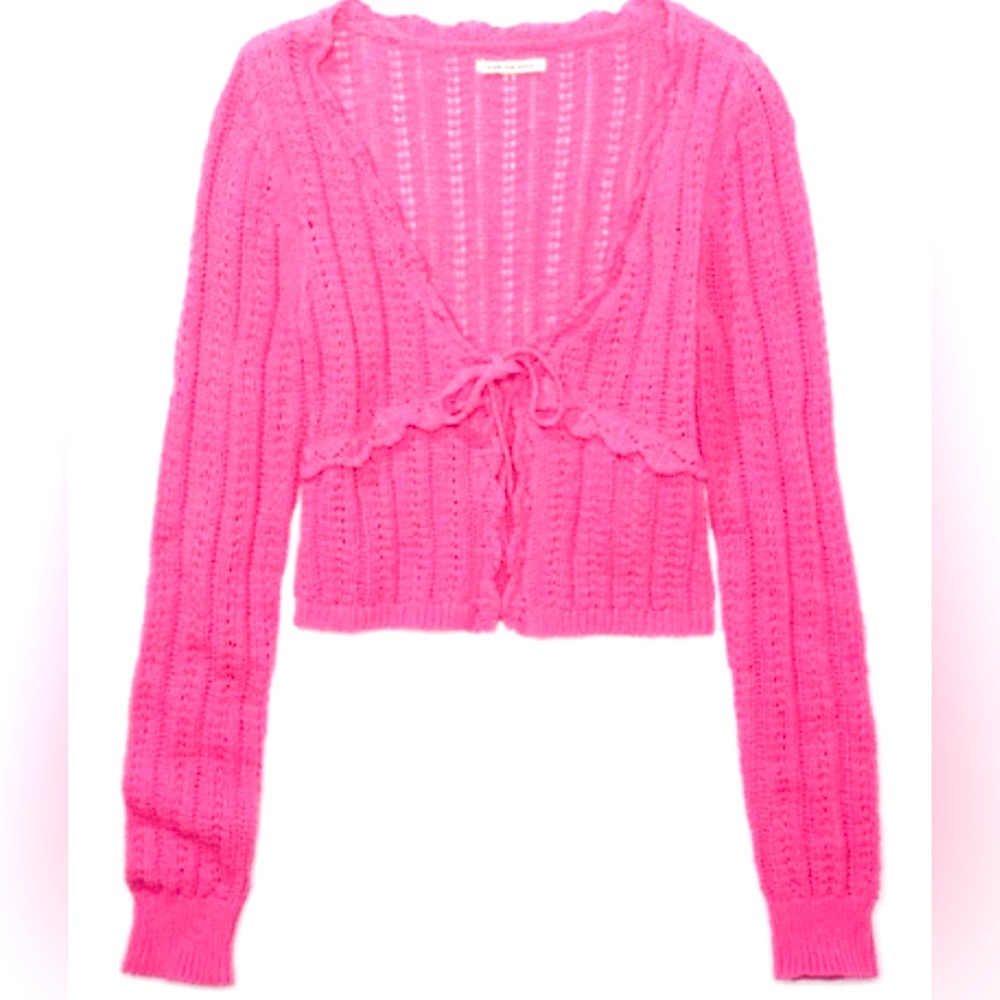 American eagle coquette crochet tie front cardigan